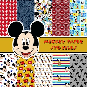 10 Carte Digitali di Massima Qualità di Mickey Mouse, scrapbooking Mickey, disegni di carte stampabili di Mickey, download istantaneo