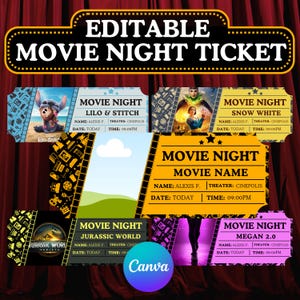 Printable movie gift tickets. Movie-themed gift tickets. Instant download. Movie tickets for gift giving.