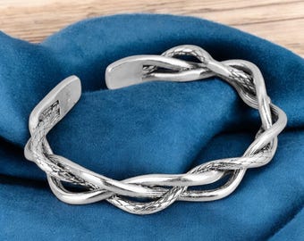 Viking Armring Silver Cuff Bracelet for Men & Women – Dragon Skin Bracelet– Adjustable Gothic Jewelry – Statement Gift-Norse Mythology