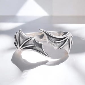 Gothic Bat Wing Bracelet - Silver Vampire Cuff - Dark Fantasy Jewelry - Adjustable Bat Bracelet - Occult Witchy Gift - Halloween Jewelry