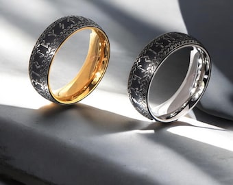 Norse Runes Viking Ring, Titanium Steel Band, Gothic Jewelry
