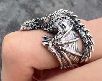 Dragon Ring for Men & Women | Gothic Wrap Ring | Adjustable Silver Dragon Jewelry | Medieval Fantasy Ring | Viking Dragon Gift | Unique Gift