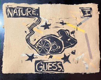 WILL WOOD - Tomcat Disposables 5x7 linocut print on handmade recycled paper :) (numbered)