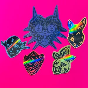 MAJORA&#39;S MASK - Zelda holographic block-printed stickers