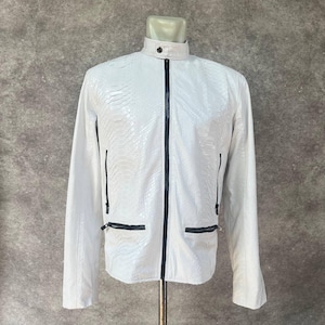 Handmade White Python Leather Biker Jacket - Luxury Snakeskin Outerwear
