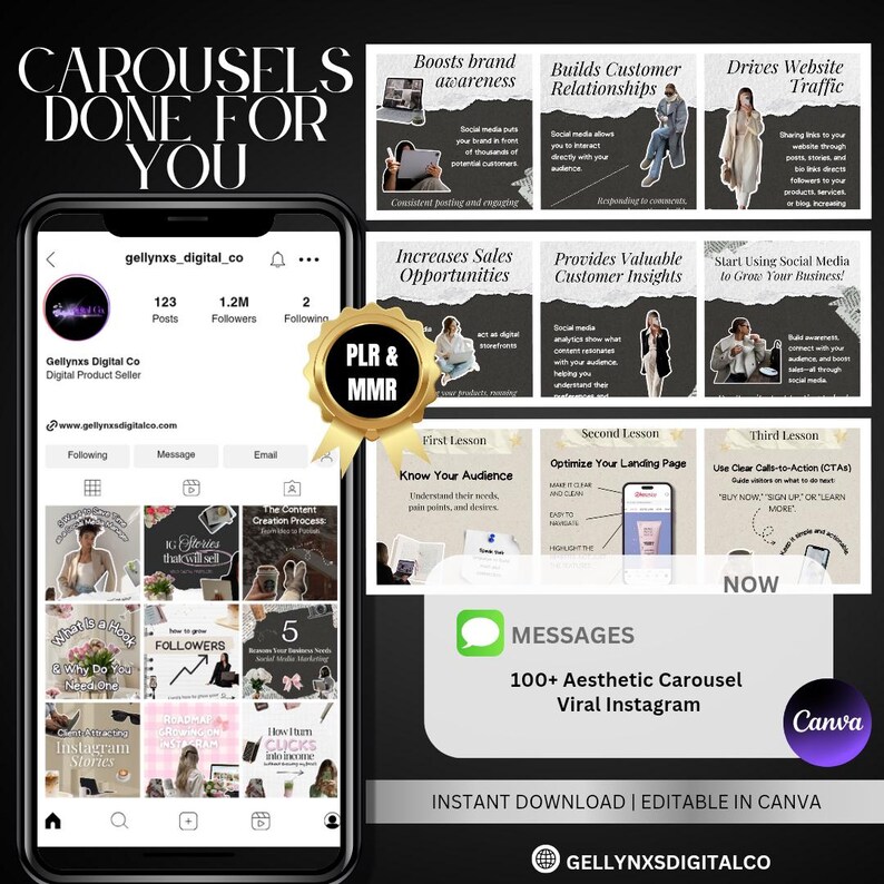 Aesthetic Instagram Carousel Templates | Canva Editable (digital ...