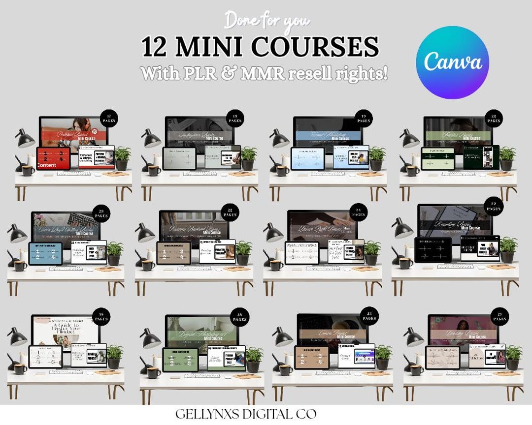 12 Mini Courses Bundle Templates PLR & MMR | Strategy Videos Digital ...