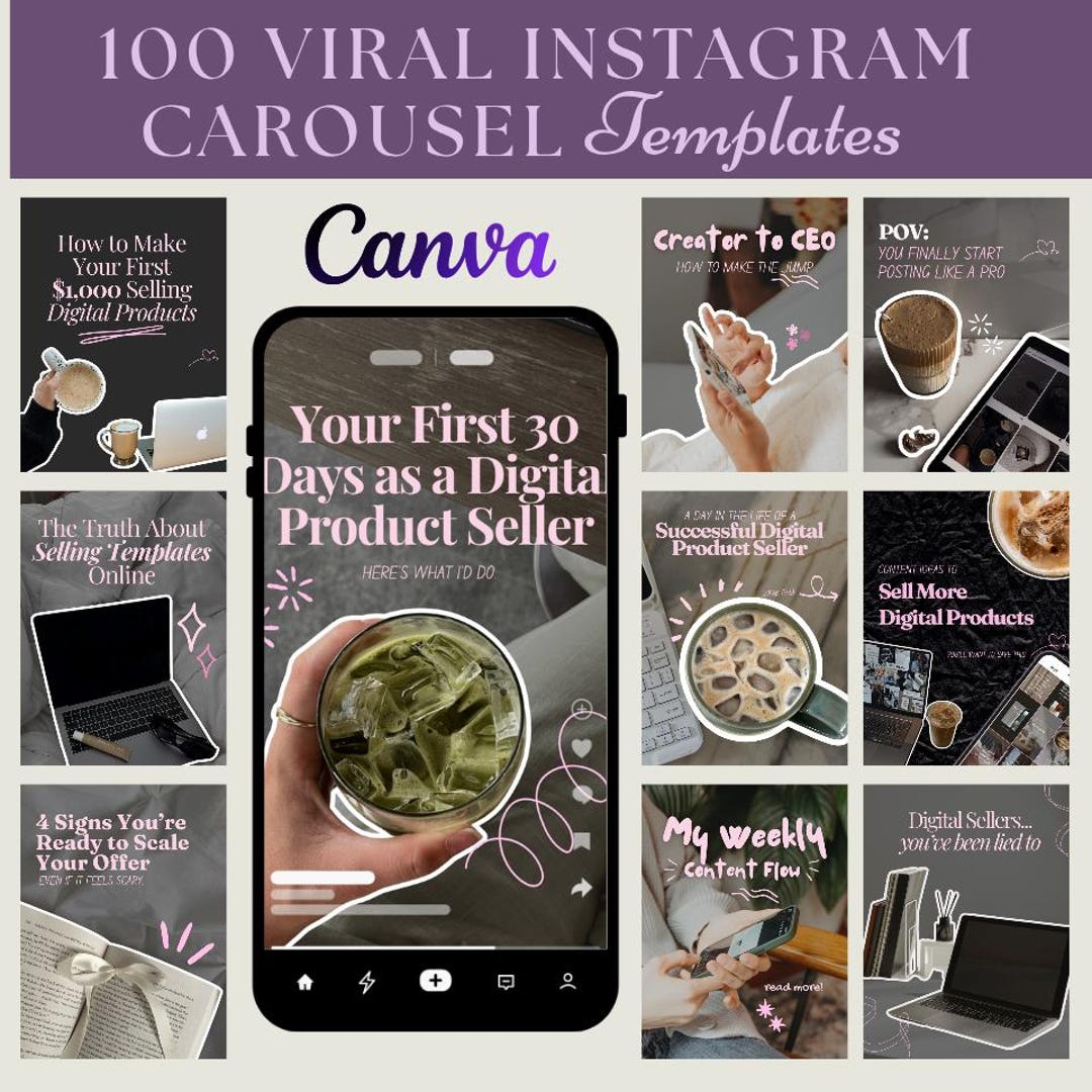 100 Instagram Carousel Templates for Canva + 30 Instagram Story ...