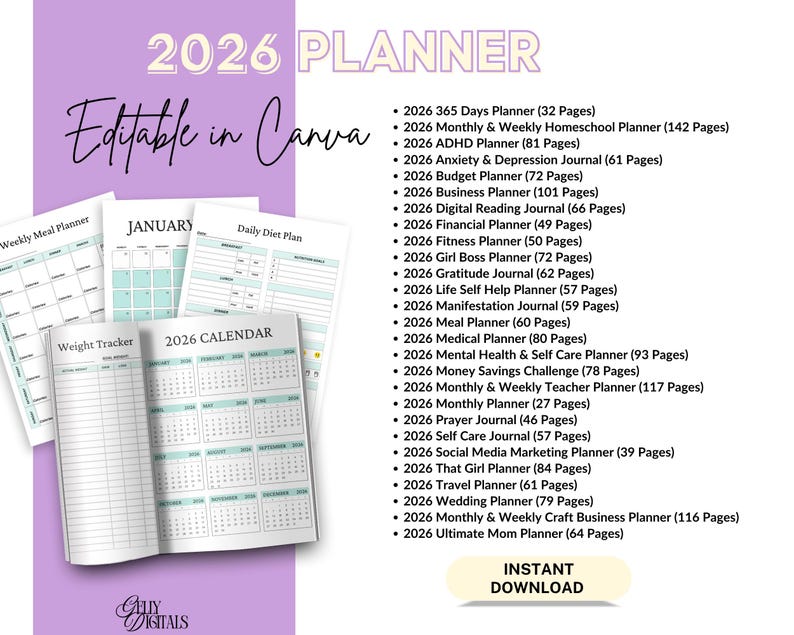 2026 Planner Templates Bundle PLR & MRR | Editable Canva Planners ...