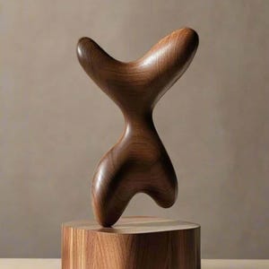 Abstract Wooden Sculpture Handmade Home Decor Accent Minimalist Abstract Wood Art Solid Wood Art Decor Handcrafted Abstract Wood Carving