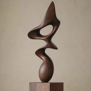 Abstract Wooden Sculpture Handmade Home Decor Accent Minimalist Abstract Wood Art Solid Wood Art Decor Handcrafted Abstract Wood Carving