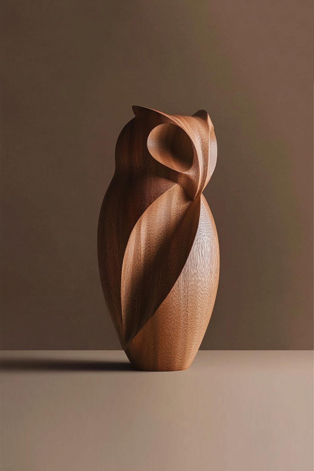 Owl Woodcarving Organic Modern Decor Unique Wooden Artwork Minimalist Handmade original Halloween Decor Unique Halloween Gift