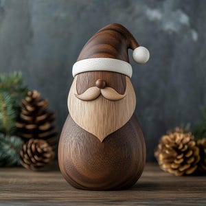 Wooden Santa Claus Sculpture Handmade Christmas Decor Handcarved Santa Claus Unique Christmas Centerpiece Minimalist Christmas Statue