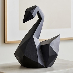 Abstract Swan Wooden Sculpture Handcrafted Wood Artwork Elegant Swan Shape Wooden Statue Home Decor Ornament Creative Home Gift