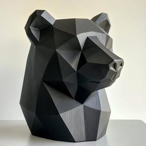 Minimalist Wooden Bear Sculpture Modern Home Decor Handmade Walnut Bear Ornament Nature Animal Carving Abstract Bear Wood Sculpture