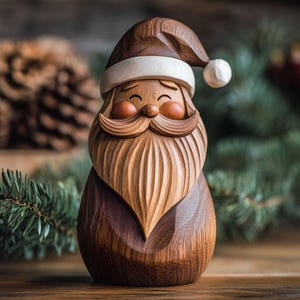 Wooden Santa Claus Sculpture Handmade Christmas Decor Handcarved Santa Claus Unique Christmas Centerpiece Minimalist Christmas Statue