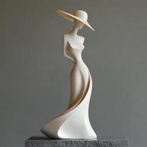 Hand Carved Wooden Female Figurine, Modern Art Sculpture