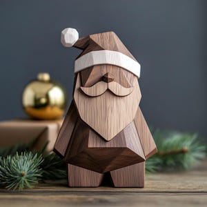 Wooden Santa Claus Sculpture Handmade Christmas Decor Handcarved Santa Claus Unique Christmas Centerpiece Minimalist Christmas Statue