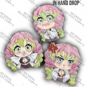 set of three pins: love girl mini/chibi enamel pin set