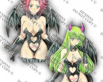 Épingle en émail succube de Kallen kozuki et CC/C2 du code Geass