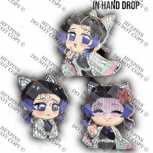 set of three pins: butterfly slayer mini/chibi enamel pin set