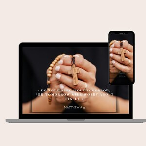 Matthew 6:34 Phone Wallpaper | Bible Verse Lock Screen | Christian Wallpaper Digital Download | Do Not Worry Scripture