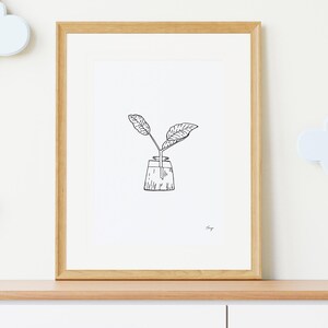 Póster Hoja en jarrón