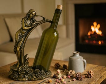 Vintage Lady Wine Holder – Elegant Bottle Rack, Decorative Wine Stand, Classic Home Bar Decor