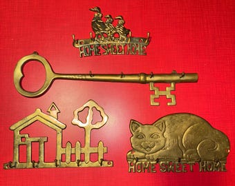 Brass Key Holder Hooks. Vintage Sassy Brass!
