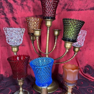 Glass Peg Votive Candle Holders. Vintage Glass