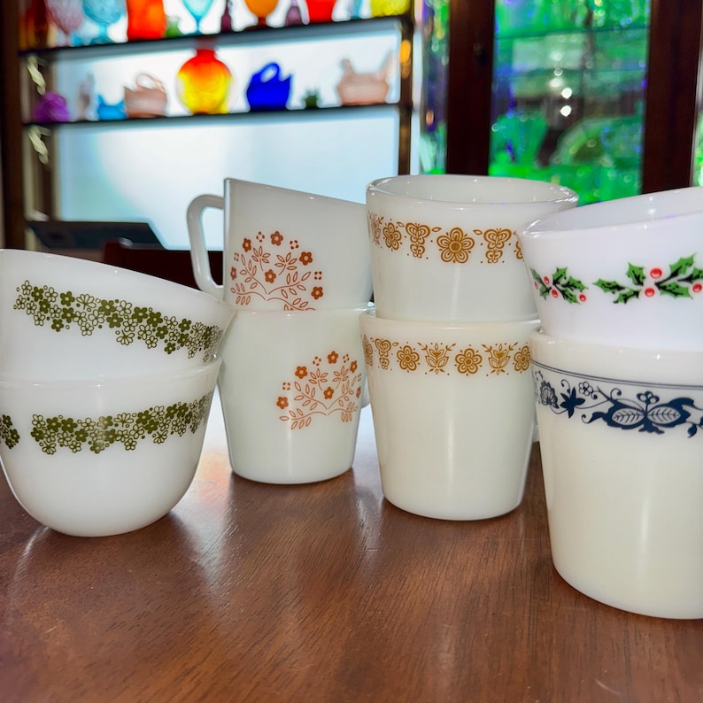 Pyrex Mugs Vintage Pyrex Coffee Mugs: Choose a PAIR! Crazy Daisy, Butterfly Gold ...