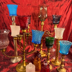 Glass Peg Votive Candle Holders. Vintage Glass