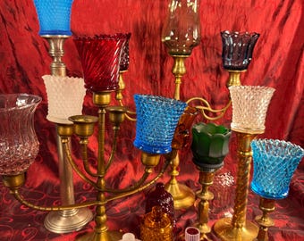 Glass Peg Votive Candle Holders. Vintage Glass