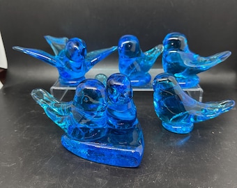 Large Leo Ward Bluebird of Happiness • Signed Art Glass Bird