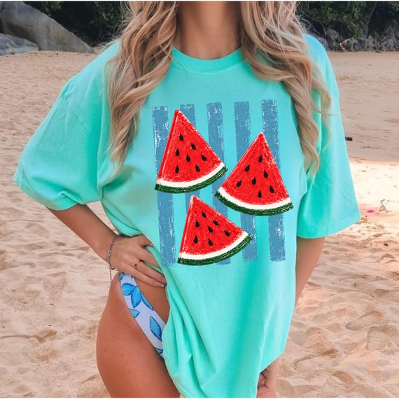 Vintage Watermelon Summer Shirt, Retro Fruit Graphic Tee, Cute Watermelon Slices T-Shirt, Beach Vacation Summer Top
