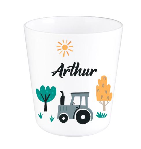 Vaso o taza de tractor infantil irrompible personalizado