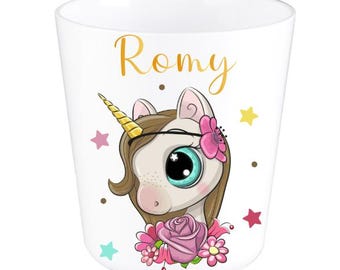 Vaso o taza irrompible personalizada para niños panda unicornio