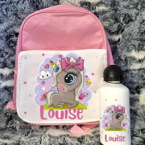 personalized children's backpack with first name / nursery / kindergarten / unicorn backpack