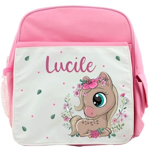 personalized children's backpack with first name / nursery / kindergarten / horse backpack