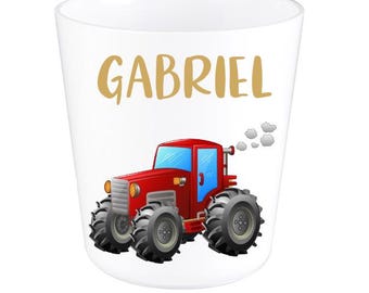 Vaso/vaso de cristal personalizado e irrompible con forma de tractor de princesa para niños