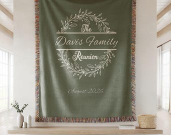 Family Reunion Blanket, Personalized Reunion Gift, Family Reunion, Woven Throw Blanket, Custom Woven Blanket, Family Tapestry