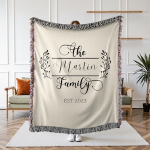 Cotton Anniversary Gift, 2nd Anniversary Gift, Woven Throw Blanket, Gift for Couples,  Personalized Wedding Gift, Custom blanket