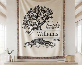 Family Reunion Gift, Family Blanket, Personalized Reunion Gift, Woven Throw Blanket, Custom Woven Blanket, Family Reunion Favors