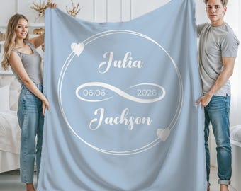 Personalized Wedding Blanket With Couple Names & Date | Custom Wedding Throw | Anniversary Gift