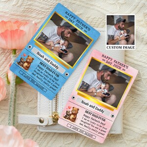 Cartão de foto personalizado em metal, cartão para o Dia dos Pais, presentes para o pai, cartão de carteira "O Melhor Pai de Todos os Tempos", cartão personalizado para o pai, cartão de presente de anime