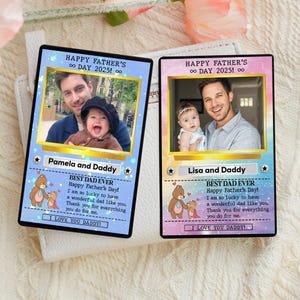 Cartão de foto comercial personalizado em metal, cartão personalizado para o Dia dos Pais, cartões de foto personalizados, presentes para pais jogadores, cartão de treinador personalizado.