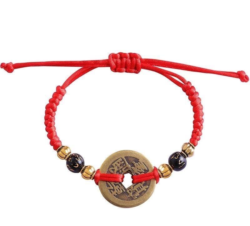 Feng Shui Red String Bracelet With 5 Ancient Chinese Lucky Coins for ...