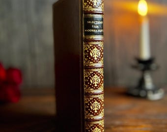 Riviere and Son Full Leather Bound Poetry Book 1921 Gilt Tooled Spine Decorative Antique
