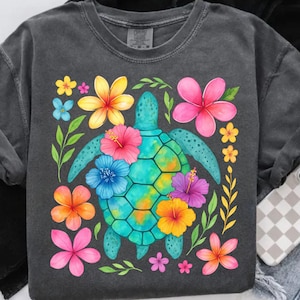 Boho Floral Sea Turtle Png - Summer Png - Brushstroke Turtle Png - Beach Png - Turtle Png - Nautical Sublimation Designs - Fisherman Clipart
