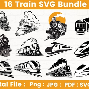Paquete de SVG de tren - SVG de tren - Silueta de tren - Vector de tren - Cricut de tren - SVG de transporte - Archivos SVG para Cricut - Descarga digital
